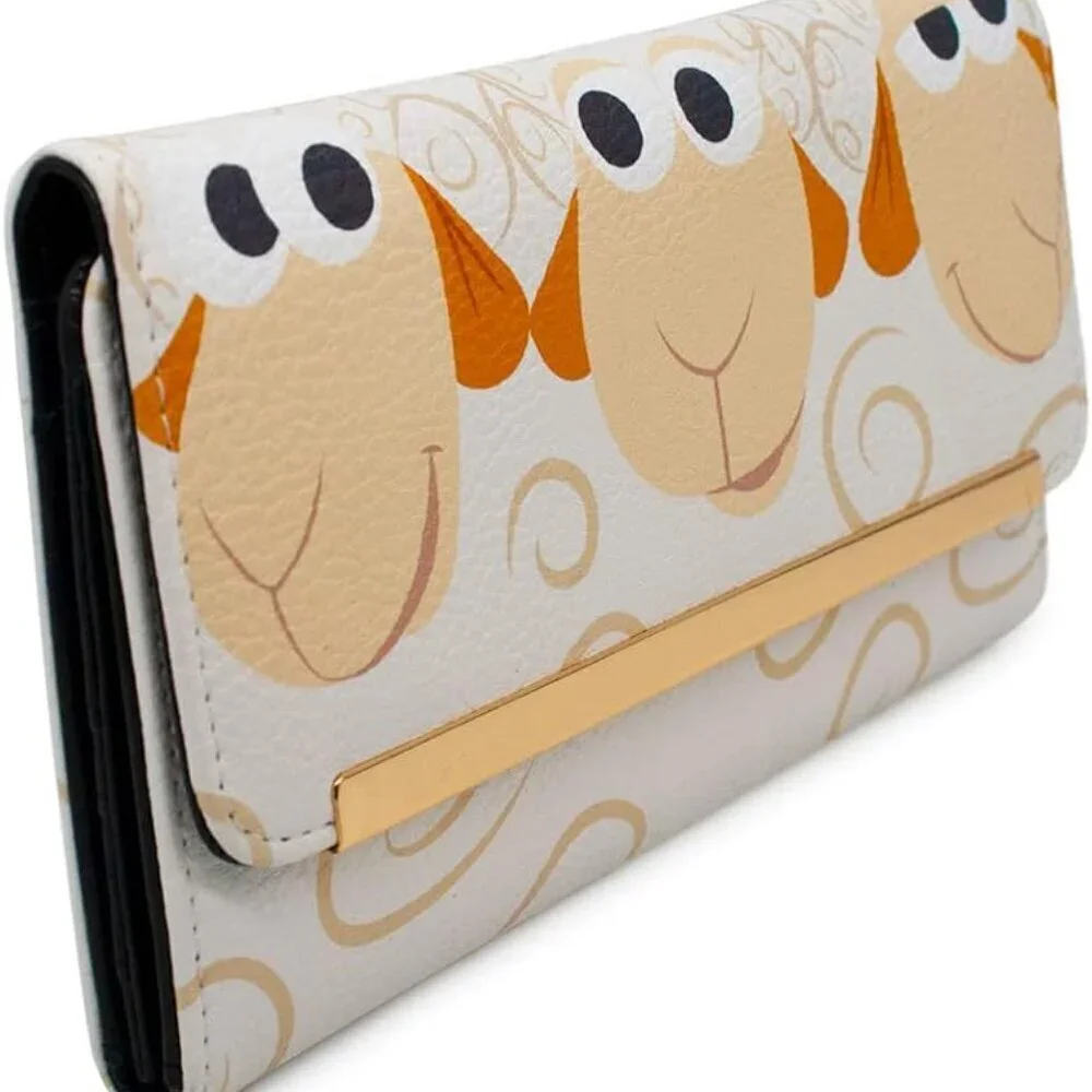 Disney Pixar Wallet Vegan Leather Foldover Toy Story Sheep Trio White